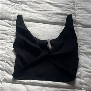 Streetwear Society Black Ribbed Twist Crop Top